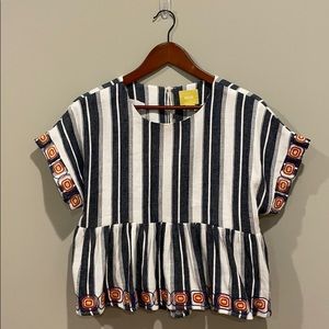 Anthropologie | Embroidered Peplum Top